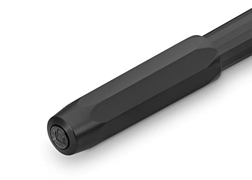 Image of Kaweco PERKEO Medium Nib Fountain Pen - All Black Body, Premium German Fountain Pen with Royal Blue Ink Cartridge, 13 cm, Light Weight, Ergonomic Grip