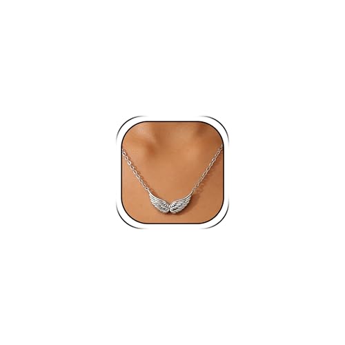 JAVARNV Angel Wings Necklace for Women Gold Silver Pendant Elegant Dainty Simple Jewelry Gift for Daily Party Dress