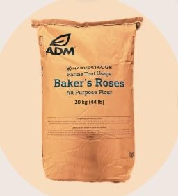 ADM Bakers Roses Enriched Bleached Flour 44 LB Bulk Bag Premium Baking Flour for Bread, Cakes, Pastries, More Professional Baker Quality