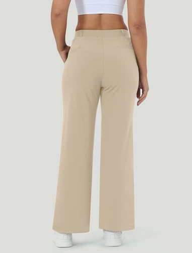 Image of Wide Leg Work Pants for Woman Stretchy Office Slack Dress Pants Business Trousers with Pockets