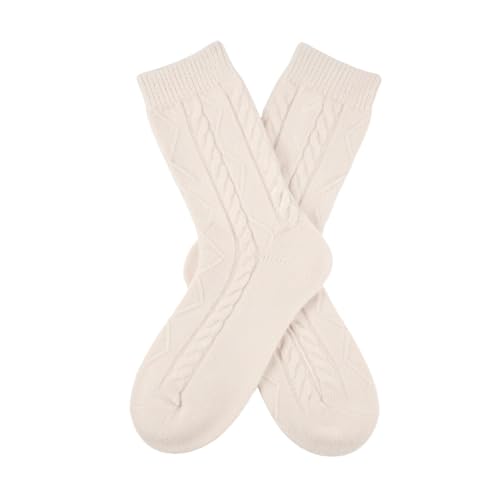 Image of Karen Thomas 100% Cashmere Women's Sleep Socks, 3-Ply Soft Cozy Cable Knit, Luxury Bed Socks for Warmth, Comfort & Lounging