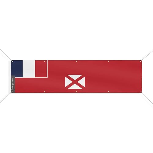 Drapeau Wallis-et-Futuna 120x480cm résistant avec 10 oeillets renforcés