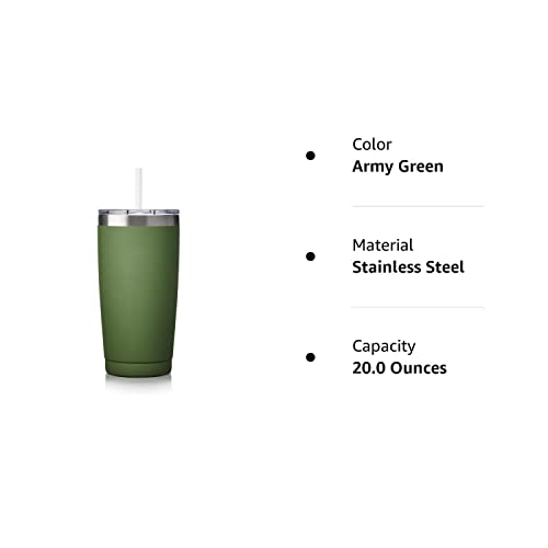 Civago 20Oz Insulated Stainless Steel Tumbler, Coffee Tumbler With Lid And Straw, Double Wall Vacuum Travel Coffee Mug, Powder Coated Leak-Proof Tumbler Cup For Home Office Travel (Army Green,1) #TOP7