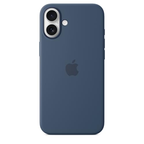 Image of Apple iPhone 16 Plus Silicone Case with MagSafe and Camera Control: Lightweight Phone Case, Wireless Charging Compatible, Smooth Matte Finish; Denim