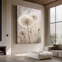 DIHANSM Abstraktes Blumenwandbild, neutrales minimalistisches abstraktes Gemälde, Heimdekoration (55 x 110 cm/ungerahmt)