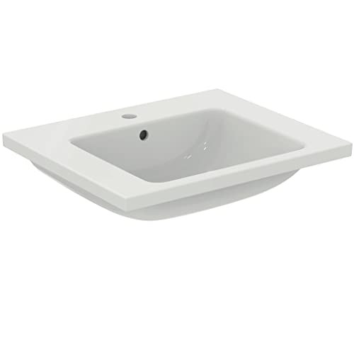 Ideal Standard i.life B Waschbecken Top 61 cm mit einem Hahnloch für Armatur und Überlaufloch, Möbel und Siphon separat erhältlich, Weiß