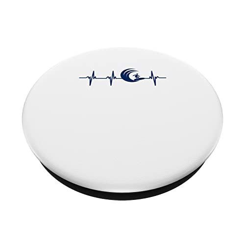 Surf humour surfer heart beat man funny PopSockets Swappable PopGrip, Black - Image 2