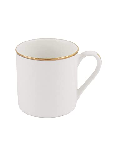 Image of SONAKI Bone China Tea Cups /Coffee Mugs with Real Gold Line (White, 140 ml) -Set of 6
