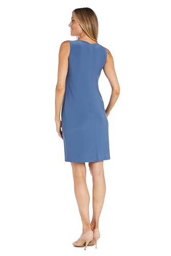 Image of R&M Richards Women's Sheath Dress W /Floral Print Sheer Jacket & Detachable Necklace | Elegant 2-Piece Formal Ensemble