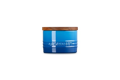 Image of Le Creuset Signature Small Salt Cellar and Storage Canister with Wood Lid, 7 oz., Marseille