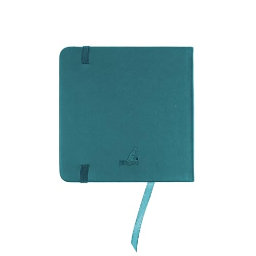 Image of Kangaro Sketchbook 12 x 12 cm Dark Turquoise PU Hard Cover 80 Sheets 140 g Cream Paper with Elastic Band and Ribbon