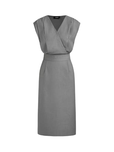 CIDER Midi Dress for Women Sleeveless Wrap V Neck High Waist Solid Elegant Formal Party Cocktail