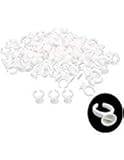 yueton 100Pcs 2 Slot Disposable Plastic Nail Art Tattoo Glue Pallet Holder Eyelash Extension Rings...