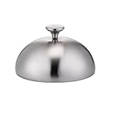 Edelstahl-Kochkuppel-Deckel hält Wärme und Dampf, schützt vor Fliegen und Insekten, spülmaschinenfest, für Steaks, Gemüse, Käse, drinnen und draußen, Grillen, Hochzeiten, kompakt, silberfarben (20 cm)