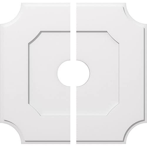 Image of Ekena Millwork CMP32LE2-06000 Locke Architectural Grade PVC Contemporary, Two Piece Urethane Ceiling Medallions 32 inchOD x 6 inchID x 19 inchC x 1 inchP
