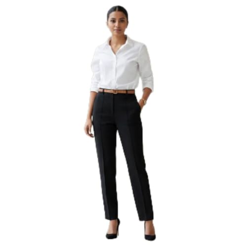 Image of Women Regular Fit Black Formal Pant for Office Wear