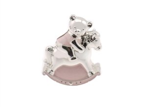 Silver Plated Boy and Girl Rocking Horse Money Box (Pink)