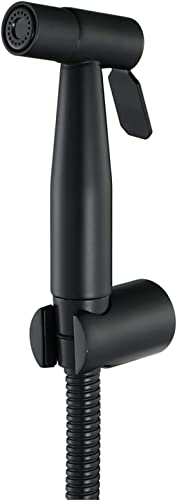 Grifo de bidé portátil de acero inoxidable para higiene personal, pulverizador de bidé de baño con boquilla de autolimpieza, diseño de montaje en pared (negro)