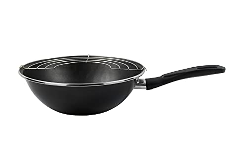 MAGEFESA-Black-Wok-28cm-de-Acero-vitrificado-Exterior-Negro-Antiadherente-bicapa-Reforzado-Efecto-Piedra-Apto-para-Todo-Tipo-de-cocinas-Especial-induccion-50-de-Ahorro-energetico