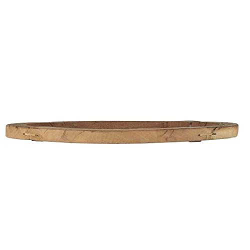 Ib Laursen Tablett aus recyceltem Holz, rund, mit kleinem Rand, einzigartig Ø 40 cm