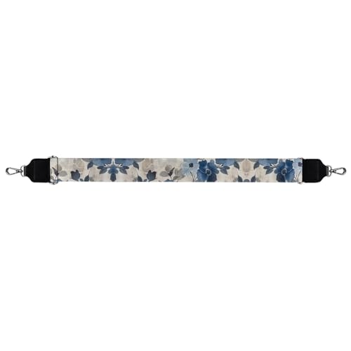 Image of Guitar Bag Strap, Blue Flower Pattern, 30-50.3 Inches, Polyester, Adjustable, Comfortable, Wide Range of Uses