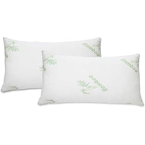 All American Collection Soft Home Bedroom Premium Hotel Quality 2pc Pillow Shredded Memory Foam for Sleeping (Queen, White) Cover