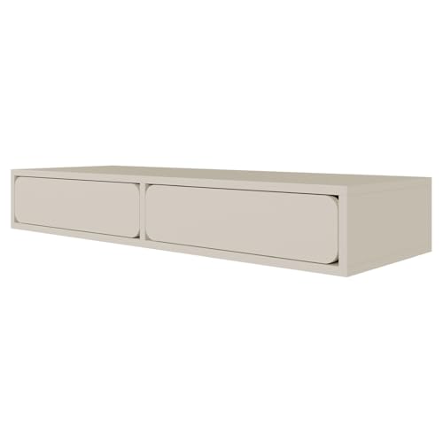 Selsey Wuwu Tocador Gris Beige 110 x 35 x 17 cm, diseño Minimalista con cajones Push-to-Abierto, Montaje Colgante, Robusto aglomerado Laminado, dormitorios y vestidores