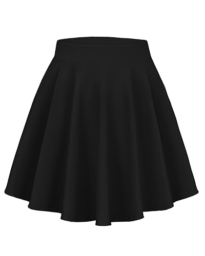 Mini Skirts for Women Basic Skater Pleated Flowy High Waisted Casual Short Skirt