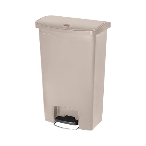 Rubbermaid Commercial Products STREAMLINE Plastic Front Step Step-On-Trash/Garbage Can/Bin, 13 GAL, Beige, for Doctor's Office/Hospitals/Healthcar