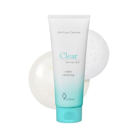 9 wishes Dermatic Clear Foam Cleanser 5.07 fl.oz - Acne Facial Wash with LHA & 20% Pear Flower Extract & Madecassoside | Low Alkaline, Gentle Exfoliating, Sensitive Skin Soothing, Korean Skincare Cover