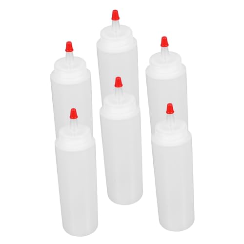 NAMOARLY 6pcs Squeeze Sauce Bottle Tomato Sauce Precision Tip Condiment Dispenser Precision Tip Condiment Bottles Salad Dressing Squeeze Dispenser Plastic Transparent re-usable