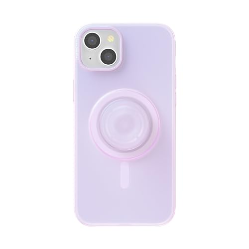 PopSockets iPhone 15 Plus Case with Round Phone Grip Compatible with MagSafe, Phone Case for iPhone 15 Plus, Wireless Charging Compatible – Opalescent Clear
