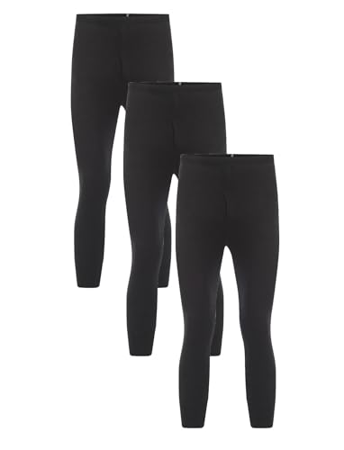 SOHOBABY Paquete de tres pantalones térmicos para hombre, color gris, negro y blanco, Negro, M