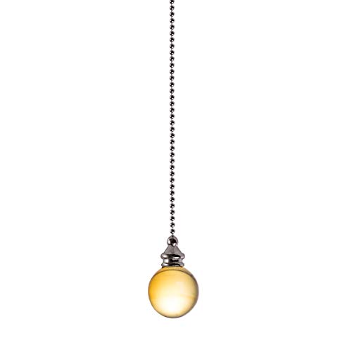 Image of Ceiling Fan Pull Chain, 2pcs 30mm Diameter Yellow Crystal Ball Fan Pull Chain, 20 Inches Fan Pulls Set with Connector Ceiling Fan Pull Chain Ornaments Lighting Accessories