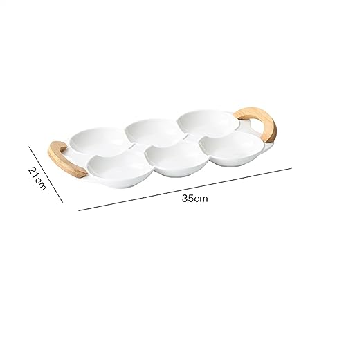 Plateau de cuisine à compartiments avec séparateur en céramique 6 sections