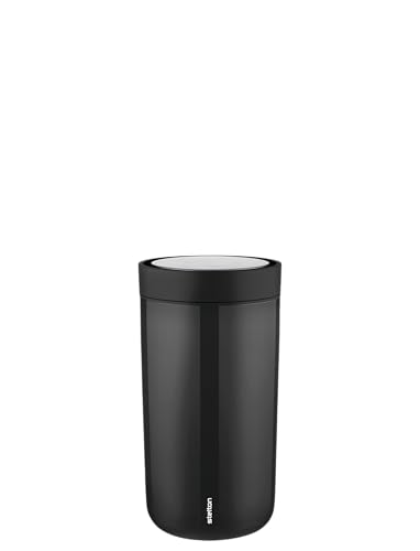 Stelton To Go Click Reisebecher - Wiederverwendbarer Thermobecher mit 360° Trinkfunktion - Ideal für Kaffee und Tee unterwegs, Büro oder Reisen - 0,2 Liter, Gloss Schwarz