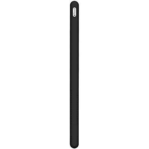 FRTMA compatible with Apple Pencil (2nd generation) Full Skin Cover Holder Pocket Silicone Case Anti-Slip Sleeve + Nib Cover (2 Pieces) Compatible iPad Pro 12.9” (3rd generation) & iPad Pro 11”, Black