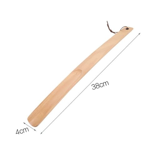 Calzador zapato madera cuerno flexible mango largo 38cm útil 2