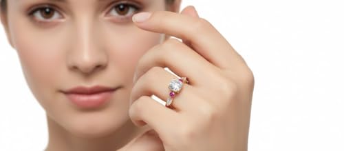 Image of 55Carat Choose Your Gemstone Marquise and Round Eternity Engagement Ring Yellow Gold Plated Cushion Shape Side Stone Engagement Rings Lightweight Office Wear Everyday Gift Jewelry US Size 4 to 12