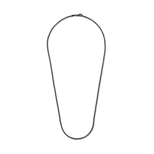 Men's Classic Chain Silver 2.7Mm Box Chain Necklace With Satin Matte Black Rhodium, Size 24 #TOP3