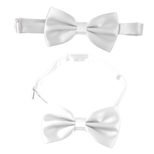 NOLITOY 3Pcs Men's Satin Bow Tie Cummerbund Formal Accessory White with Machine Stitched Pocket Handkerchief for Tuxedo Suit