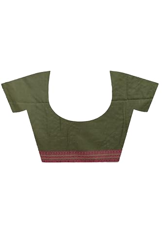 Image of eC ESHA'S COLLECTION Women's Cotton Blend Begumpuri Handloom Saree With Unstitched Running Blouse Piece