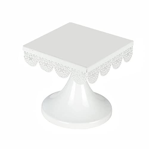 Soporte para tartas, bandeja cuadrada para servir magdalenas con base, plato de exhibición para magdalenas de postre de frutas para fiesta de cumpleaños, aniversario de boda (blanco) Cover