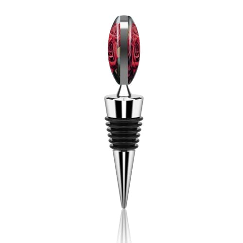 Bouchon de bouteille de vin silicone réutilisable rose rouge - 6