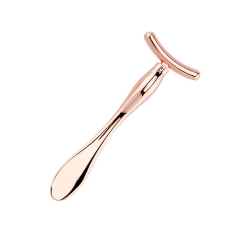 Hohopeti 2 Piezas Masajeador de Ojos con Cuchara para Mascarilla Facial de Aleación de Zinc Herramienta Portátil para Absorción de Crema y Reducción de Bolsas Diseño Mini Color Rosa Dorado