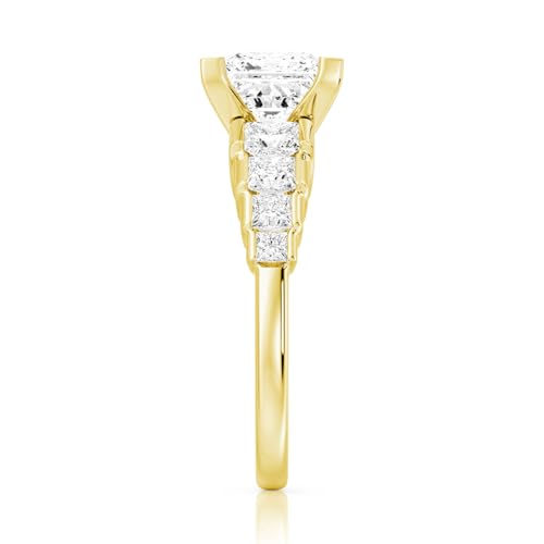 MSBLUE Staircase Princess Cut Moissanite Ring, 3CT Yellow Size 7.5 by MSBLUE - Used condition - Image 5