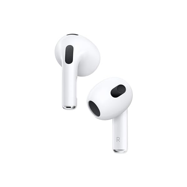 Apple AirPods (3rd Generation) Wireless Ear Buds, Bluetooth Headphones, Personalized Spatial Audio, Sweat and Water Resistant, Lightning Charging Case Included, Up to 30 Hours of Battery Life