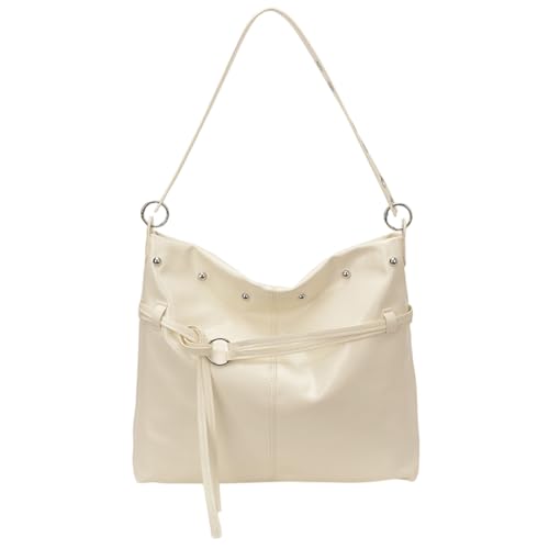 Bolso de hombro de PU para mujer, gran capacidad, impermeable, asa superior, múltiples bolsillos, perfecto para oficina, trabajo y ocasiones sociales (Beige)