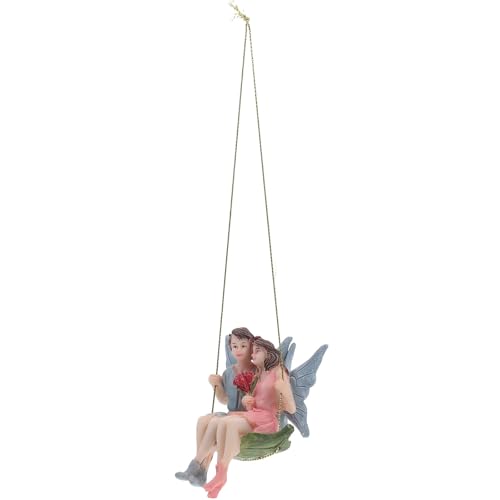 WRITWAA Colgante Decorativo de Jardín Hada Flores de Resina Adorno Artístico para Paisaje Figura Creativa para Decoración de Hogar y Jardín Obsequio Adultos Diseño Único