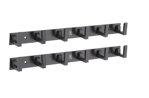 Image of iSTAR 6 Pin Bathroom Cloth Hooks Hanger Wall Bedroom Bathroom Robe Hooks Rail - for Hanging Keys, Clothes, Towel Steel Hook (Black, Pack of 2)